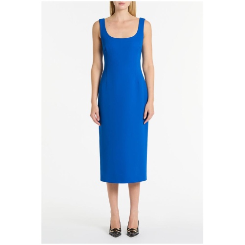 Carla Zampatti Sale Women's COBALT CREPE SQUARE NECK DRESS 6 Designer Midi Dresses Afterpay Available