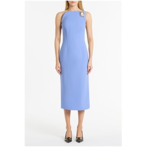 Carla Zampatti Sale Women's CORNFLOWER CREPE ASYMMETRIC DRESS 6 Designer Midi Dresses Afterpay Available