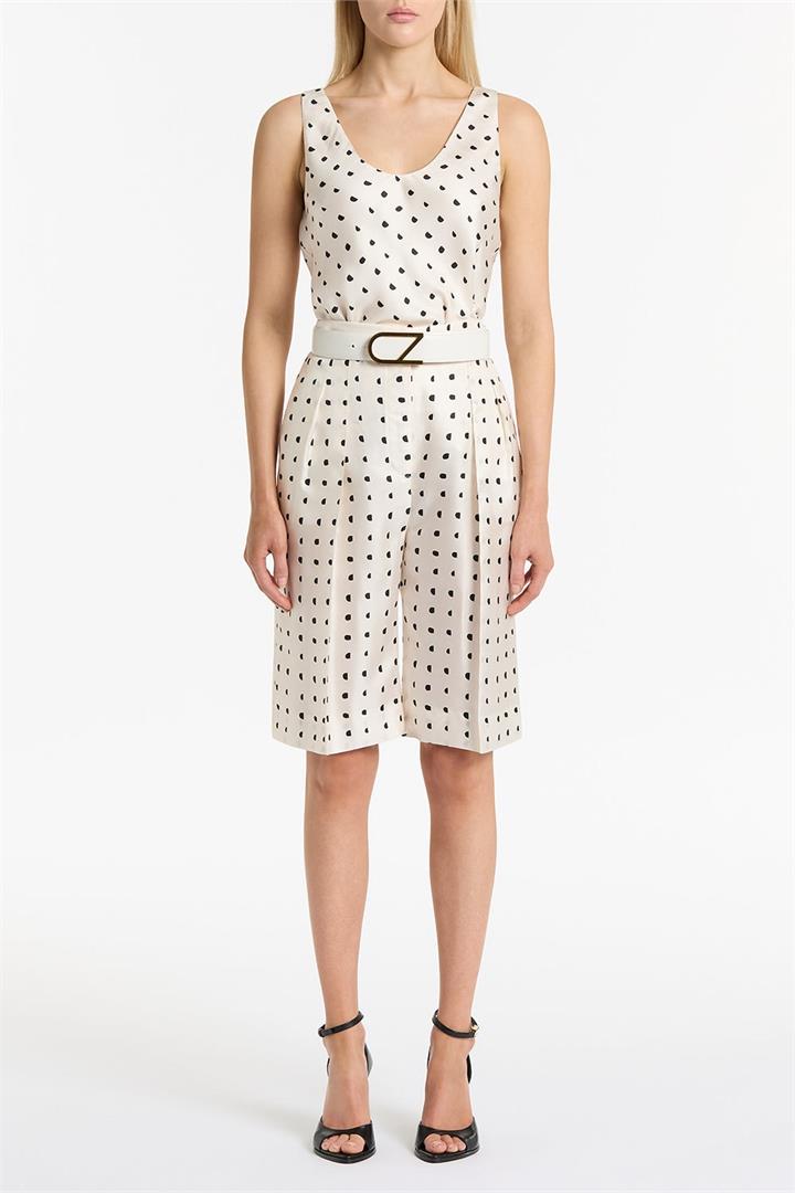 Carla Zampatti Sale | Women's IVORY C SPOT Silk TWILL BERMUDA SHORT | IVORY / 4 | Silk Designer Shorts | Afterpay Available