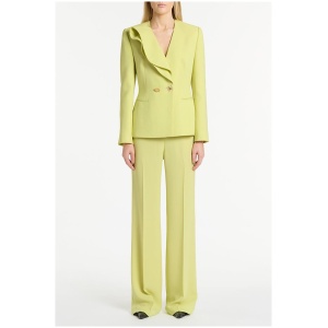 Carla Zampatti Sale | Women's LIME CREPE WIDE CLASSIC PANT | 6 | Designer Pants | Afterpay Available