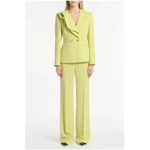 Carla Zampatti Sale | Women's LIME CREPE WIDE CLASSIC PANT | 6 | Designer Pants | Afterpay Available