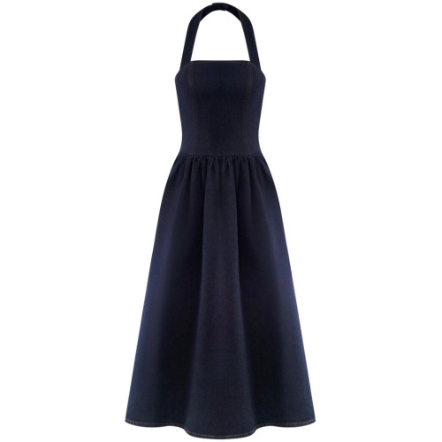 Caroline Denim Halter Midi Dress - Indigo Blue