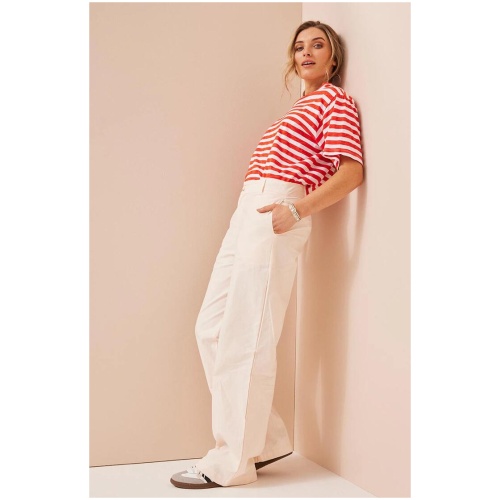 Cartel And Willow Sale | Women's Lucy Trouser | Chalk | Off L | Cotton Pants | Afterpay Available