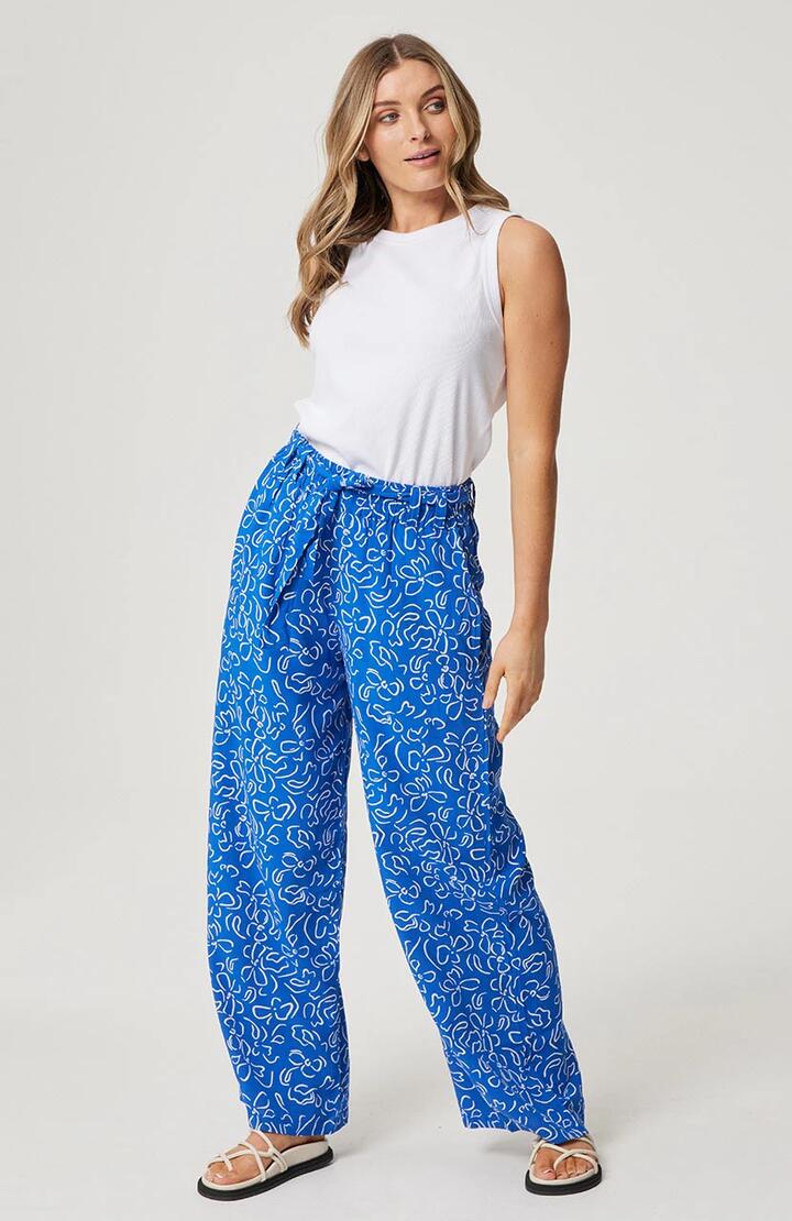 Cartel And Willow Sale | Women's Sharlea Pant | Cobalt Floral | XS | Fashion Pants | Afterpay Available