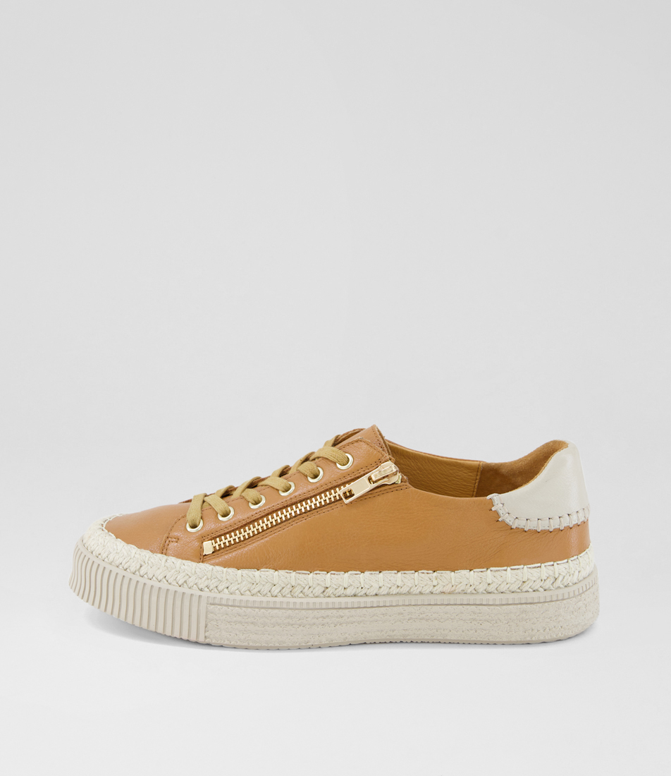 Django & Juliette Tarbes Dj Dk Tan Almond Sole Leather Dk Tan Almond Sole Sneakers Womens Shoes Casual Casual Sneakers