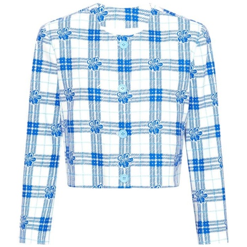 Emma Mulholland On Holiday Sale | Women's Hibiscus Plaid Cropped Jacket | Blue/White | Blue / S | Linen Designer Jackets | Afterpay Available