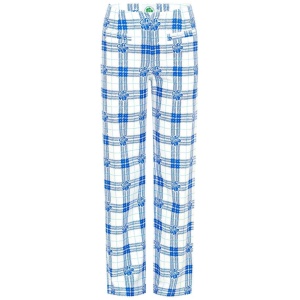 Emma Mulholland On Holiday Sale | Women's Hibiscus Plaid Linen Pants | Blue/White | Blue / S | Linen Designer Pants | Afterpay Available