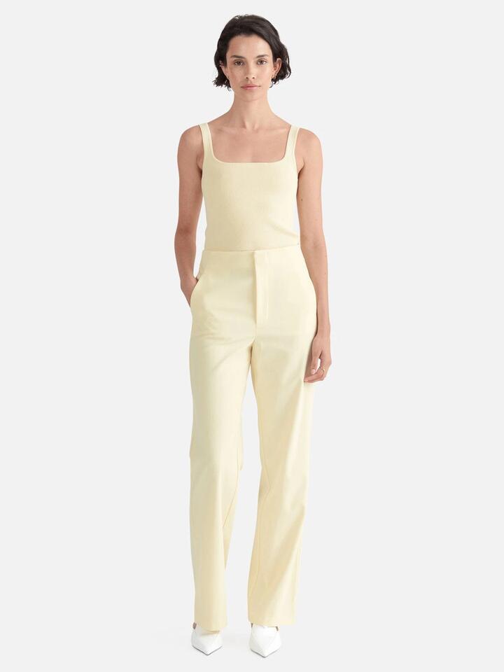 Ena Pelly Sale | Women's Dakota Fitted Trouser | French Vanilla | 8 | Elastane Designer Pants | Afterpay Available