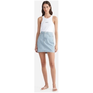 Ena Pelly Sale | Women's Diana Denim Mini Skirt | Ice Blue Stripe | 24 | Cotton Designer Skirts | Afterpay Available