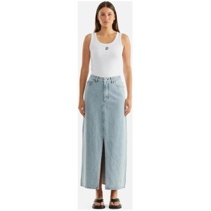 Ena Pelly Sale | Women's Hatty Denim Maxi Skirt | Blue Wash | 24 | Cotton Designer Skirts | Afterpay Available