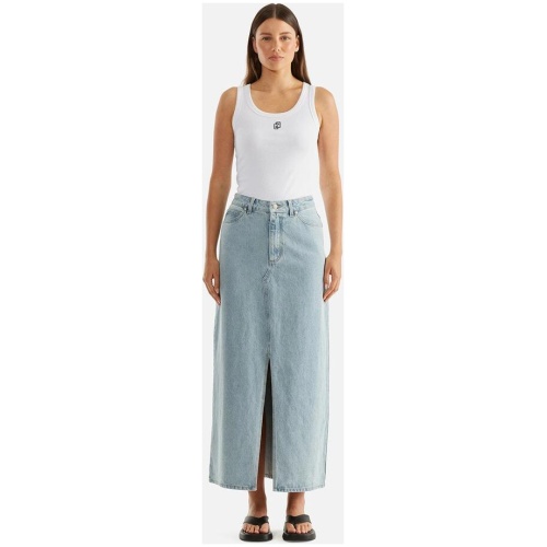 Ena Pelly Sale | Women's Hatty Denim Maxi Skirt | Blue Wash | 24 | Cotton Designer Skirts | Afterpay Available