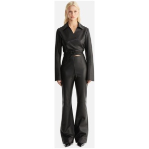 Ena Pelly Sale | Women's Morgan Flare Leather Pant | Black | 14 | Leather Designer Pants | Afterpay Available