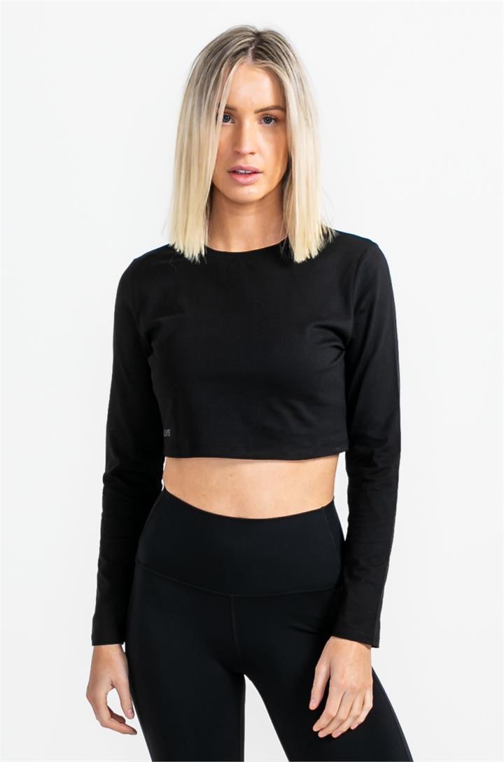 Evolve Apparel Sale | Women's Icon Long Sleeve Crop | Black | XS | T-Shirts & Singlets | Afterpay Available