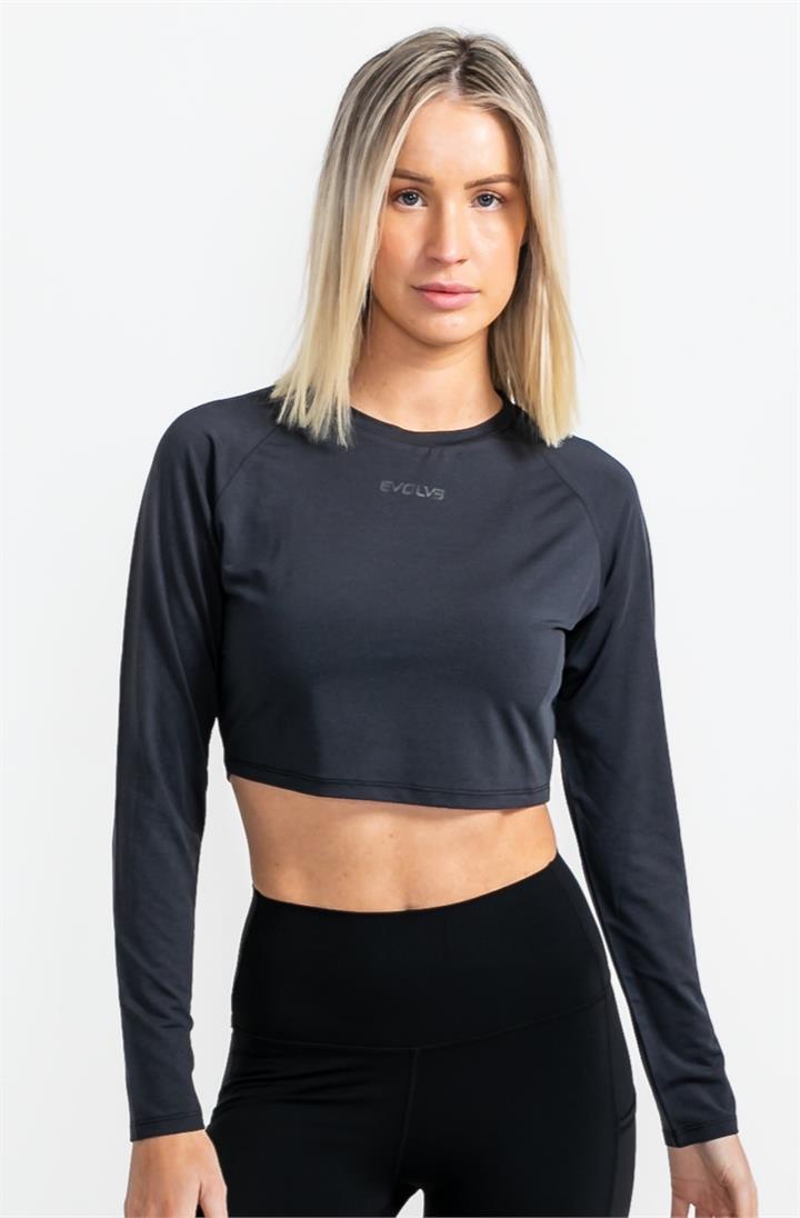 Evolve Apparel Sale | Women's Performance Long Sleeve Crop | Black | XS | T-Shirts & Singlets | Afterpay Available