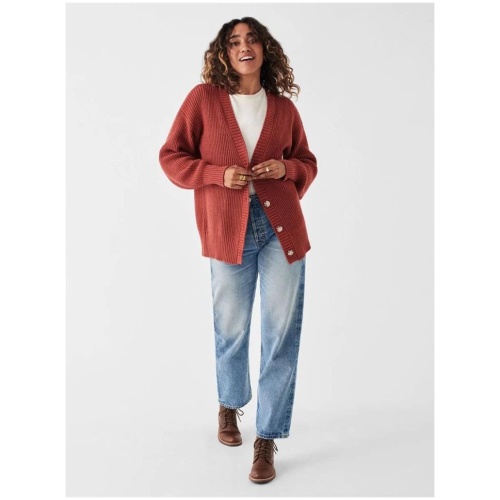 Faherty Sale | Women's Cozy Cotton Boyfriend Cardigan | Henna | XS | Cotton Knitwear | Afterpay Available