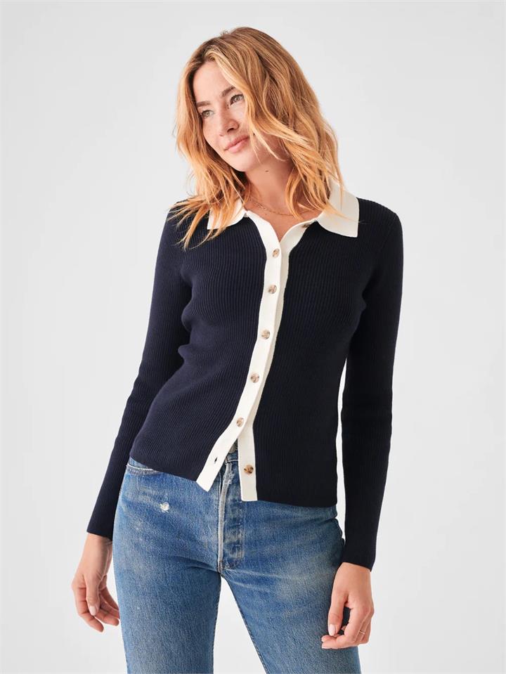 Faherty Sale | Women's Mikki Cardigan | Navy | Navy / S | Cotton Knitwear | Afterpay Available