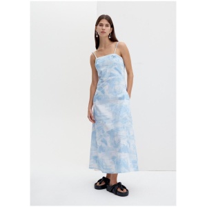 Foemina Sale Women's Alice Dress Cirrus Print Icy Blue AU/UK 6 Cotton Designer Maxi Dresses Afterpay Available