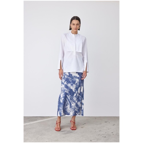 Foemina Sale | Women's Luna Skirt | Cirrus Print Navy | Navy / AU/UK 6 | Tencel Designer Skirts | Afterpay Available