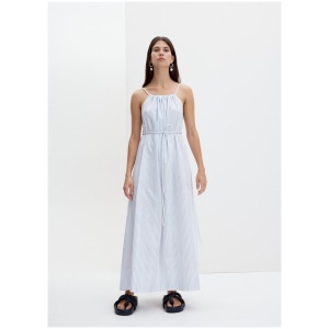 Foemina Sale Women's Scarlett Dress Painted Pinstripe Blue AU/UK 8 Cotton Designer Maxi Dresses Afterpay Available