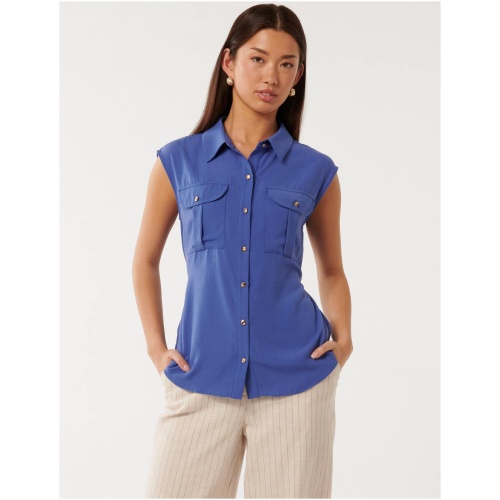 Forever New Women's Alara Long Cinch Back Shirt in Baja Blue