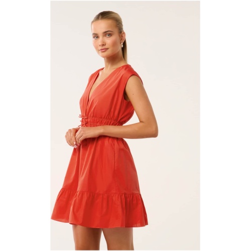 Forever New Women's Alby Bow-Detail Mini Dress in Flame Scarlet