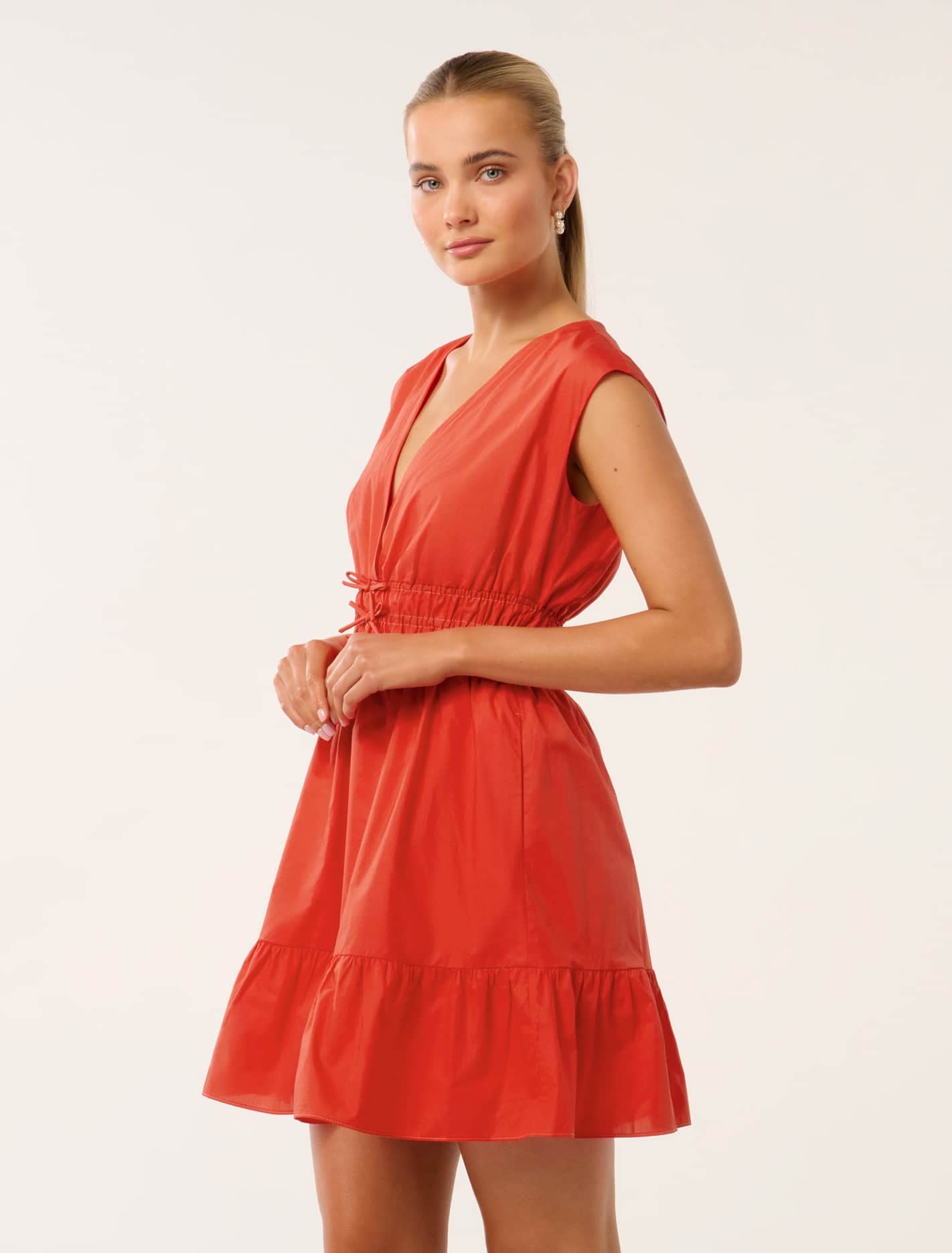 Forever New Women's Alby Bow-Detail Mini Dress in Flame Scarlet