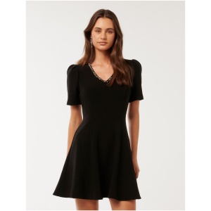 Forever New Women's Alessia Embellished Mini Dress in Black