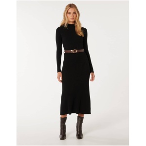 Forever New Women's Anya Button Detail Midi Dress in Black