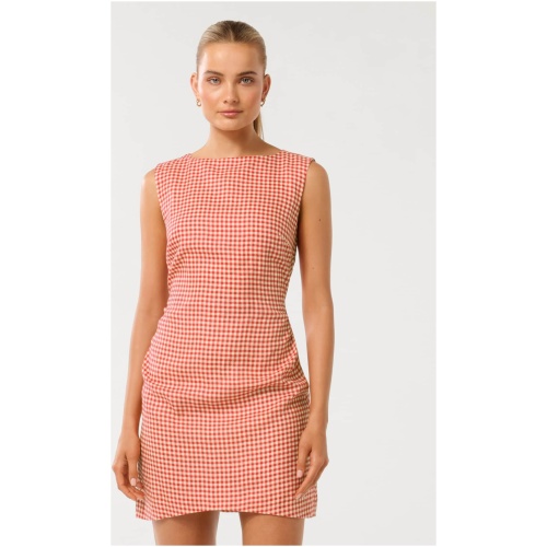 Forever New Women's Arianna Linen Mini Dress in Cherry Check