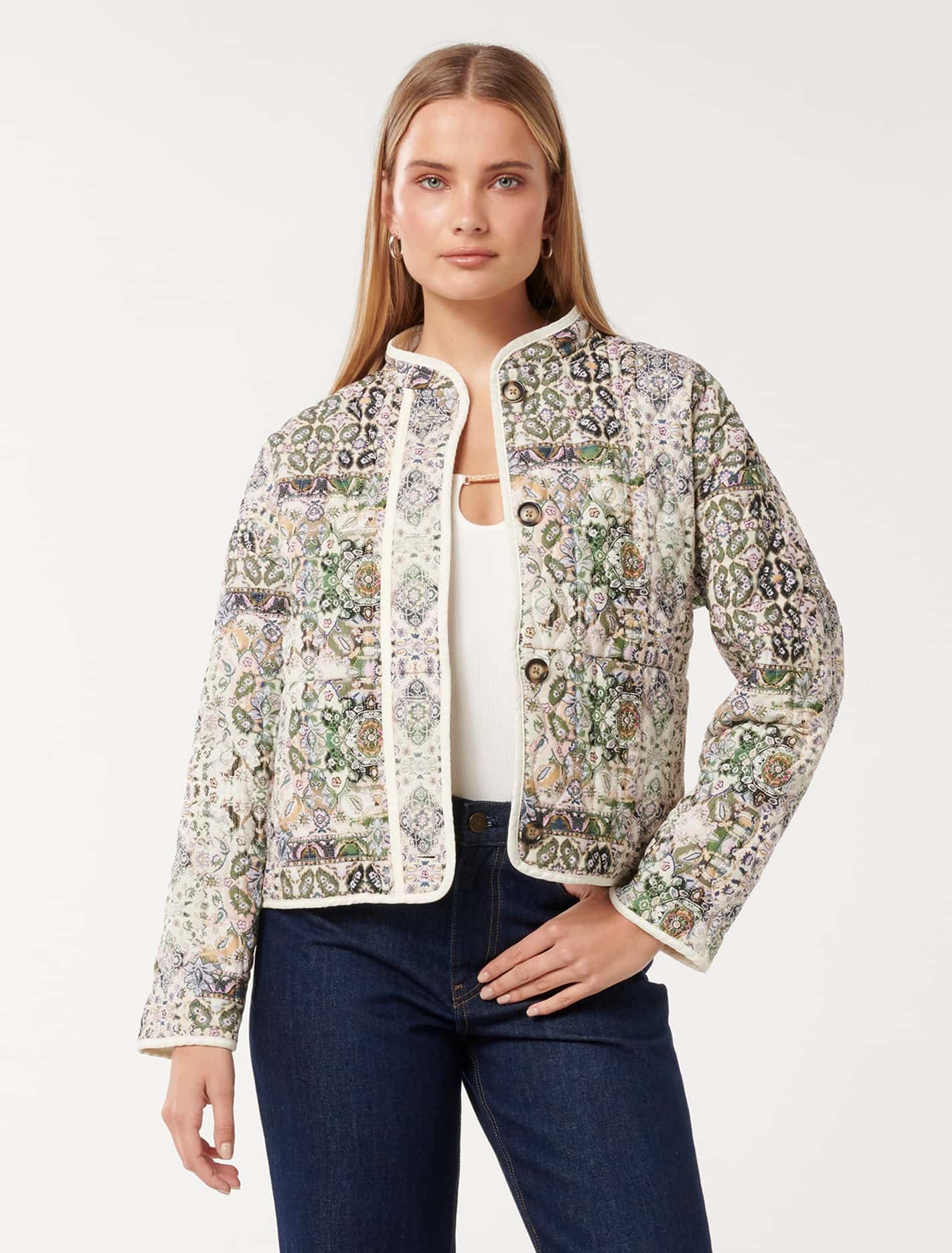 Forever New Women's Astrid Quilted Liner Jacket in Rae Boho