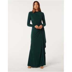 Forever New Women's Audrey Long Sleeve Maxi Dress in Dark Green