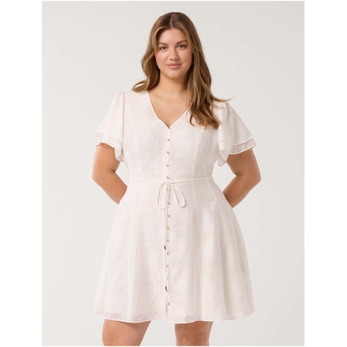 Forever New Women's Avril Curve Button Through Mini Dress in Porcelain