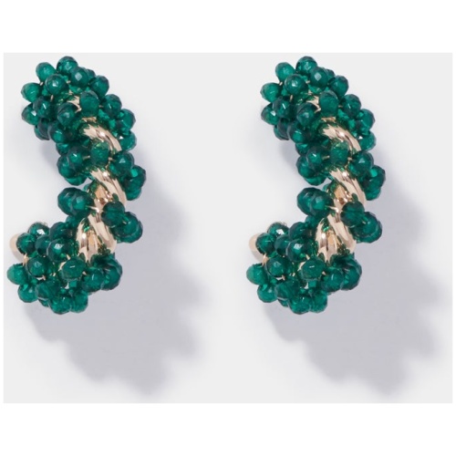 Forever New Women's Becca Beaded Hoops Earrings in Gold/Green