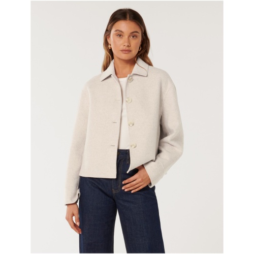 Forever New Women's Brooklyn Felled Jacket in Oatmeal Marle