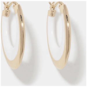 Forever New Women's Callie Curve Enamel Earring in White Gold