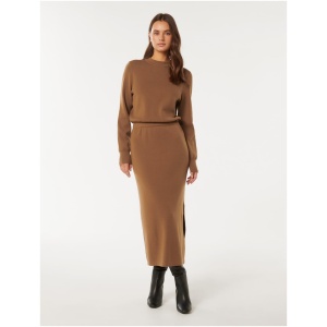 Forever New Women's Carmella Knit Midi Dress in Elk Brown