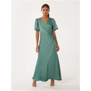 Forever New Women's Chelsea Petite Flutter Sleeve Maxi Dress in Burning Sage