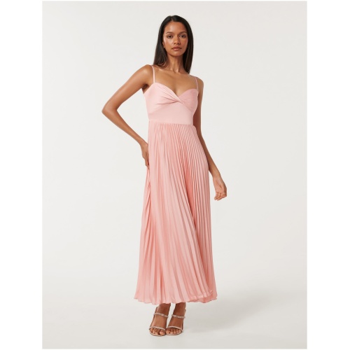 Forever New Women's Chloe Petite Pleated Midi Dress in Soft Blush