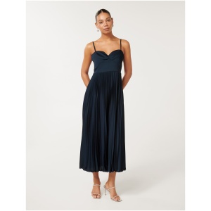 Forever New Women's Chloe Pleated Midi Dress in Deep Navy