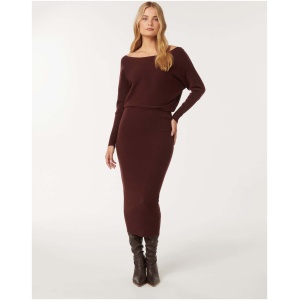 Forever New Women's Ciara Tipped Shoulder Midi Dress in Imperial Port