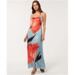 Forever New Women's Constance Satin Maxi Dress in Blue Naira Floral