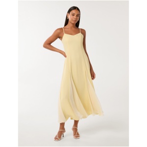 Forever New Women's Dahlia Contrast Godet Maxi Dress in Spring Daffodil/Cream