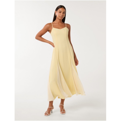 Forever New Women's Dahlia Contrast Godet Maxi Dress in Spring Daffodil/Cream