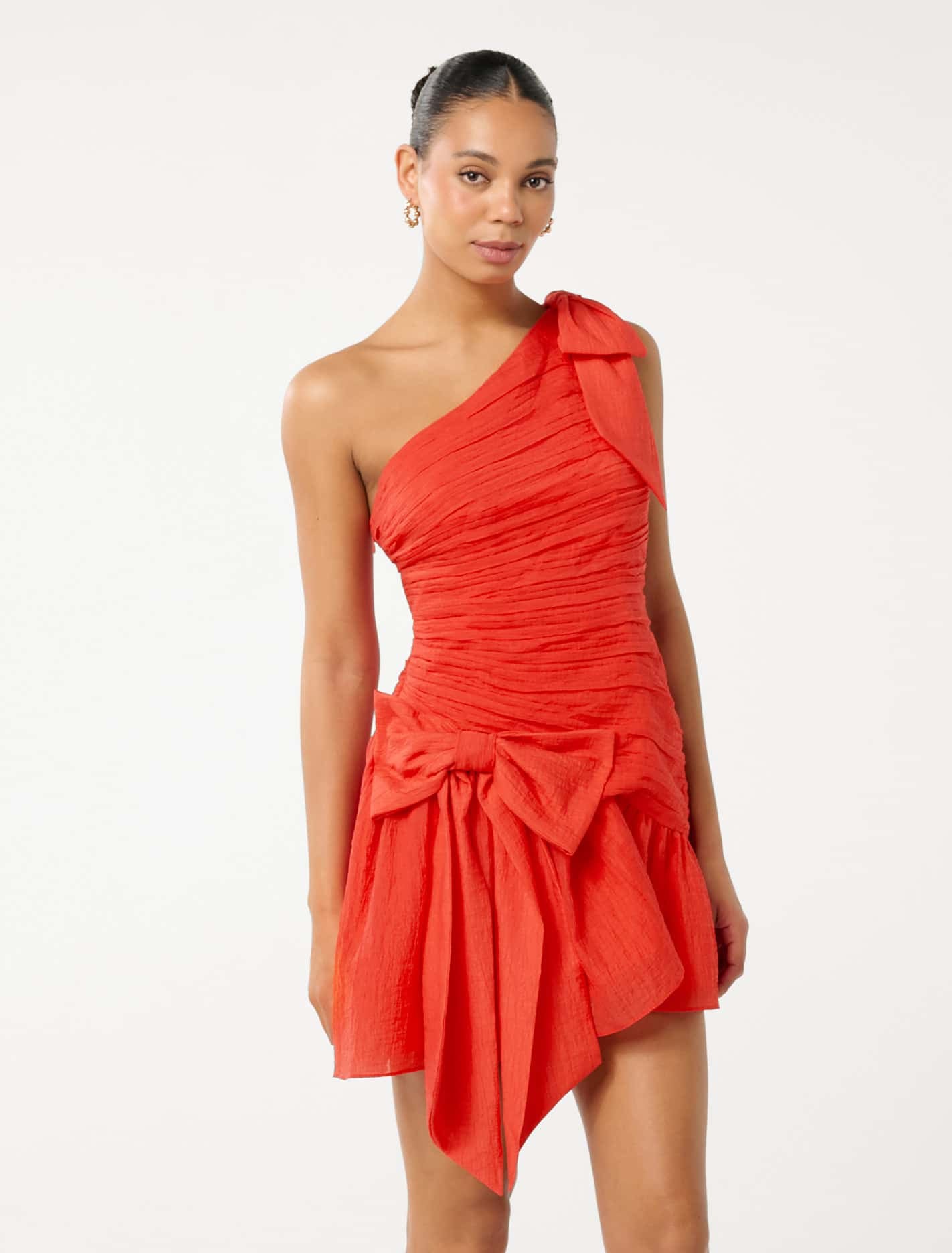 Forever New Women's Dakota Bow-Detail Mini Dress in Flame Scarlet