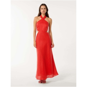 Forever New Women's Elaine Halter Cut Out Maxi Dress in Fiery Red