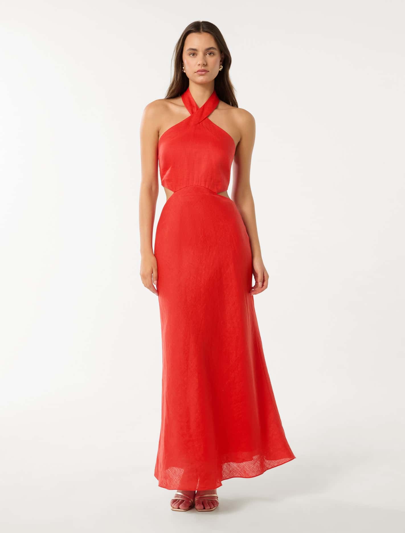 Forever New Women's Elaine Halter Cut Out Maxi Dress in Fiery Red