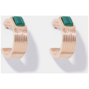 Forever New Women's Ellen Square Stone Hoop Earrings in Gold/Green