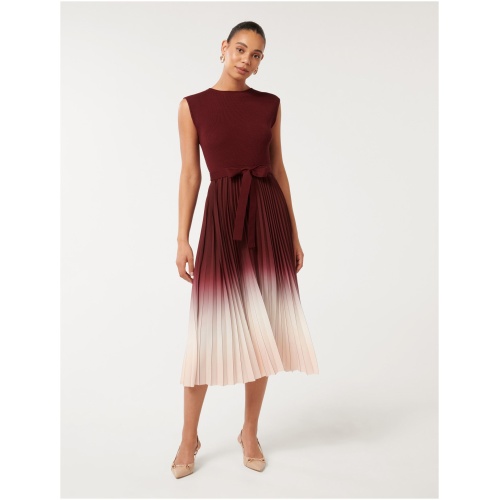 Forever New Women's Elsie Ombre Pleated Midi Dress in Berry Ombre