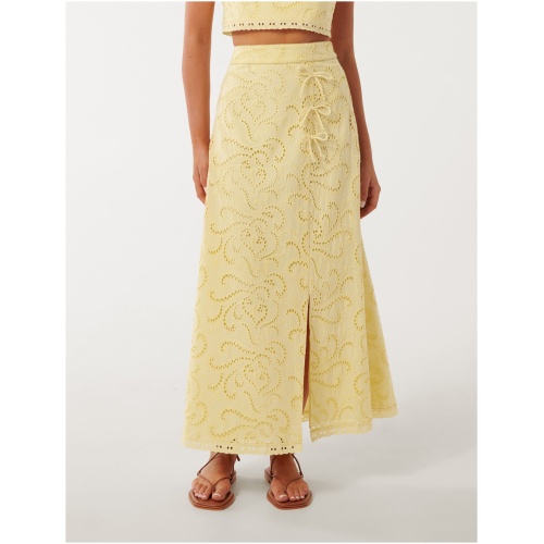 Forever New Women's Emelia Broderie Midi Skirt in Spring Daffodil Co-Ord