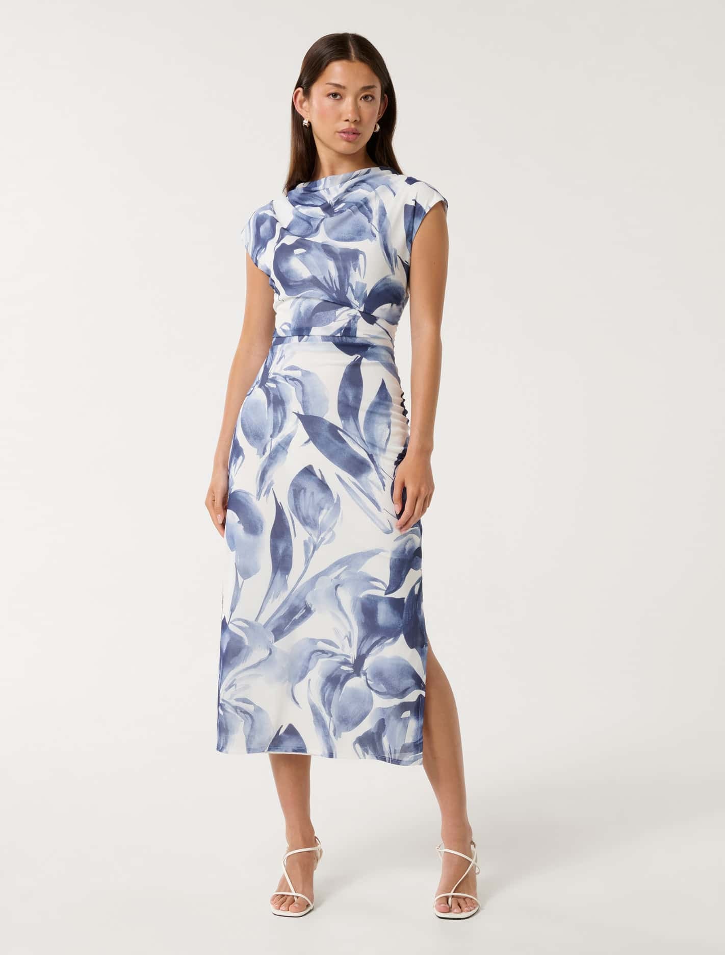 Forever New Women's Emery Mesh Ruched Dress in Hobson Floral